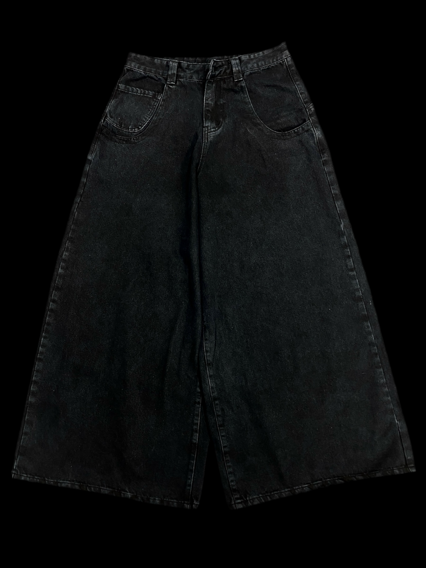 1.wide leg zipper pocket denim